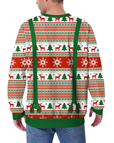 Arvilhill Christmas Mens Ugly 3D Printed Party Holiday Sweatshirt Funny Xmas Long Sleeve Shirts Snowflake & Reindeer Xl #TOP5