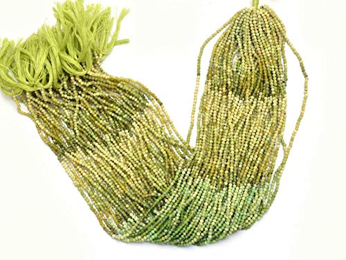 Naturalne opakowanie 5 pasemek 3-3,5 mm fasetowane koraliki rondelle z zielonego opalu | Mikrofasetowane koraliki do produkcji biżuterii | pasmo 33 cm | półszlachetne koraliki z kamieni szlachetnych| Jakość AAA