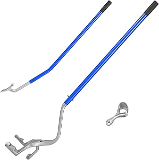 COSTWAY Herramienta para Montar y Desmontar Neumáticos, Cambiador de Neumáticos de 44 cm a 62 cm, Conjunto de 3 Herramientas Manuales para Cambiar Neumáticos con Retenedor de Cuentas (Plateado+Azul)
