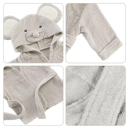 Peignoir pour bébé en coton de qualité supérieure, cape de bain douce style souris - 4