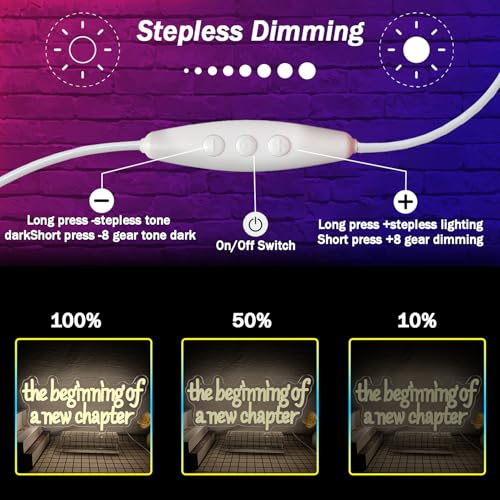 Image of The Beginning of A New Chapter Neon Sign for Wall Decor Dimmable Wedding Neon Sign for Retirement Graduation Wedding Background Board Party Decorations