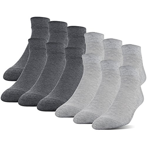 Gildan Men's Polyester Half Cushion Low Cut Socks, 12-Pack, grey, Shoe Size: 6-12