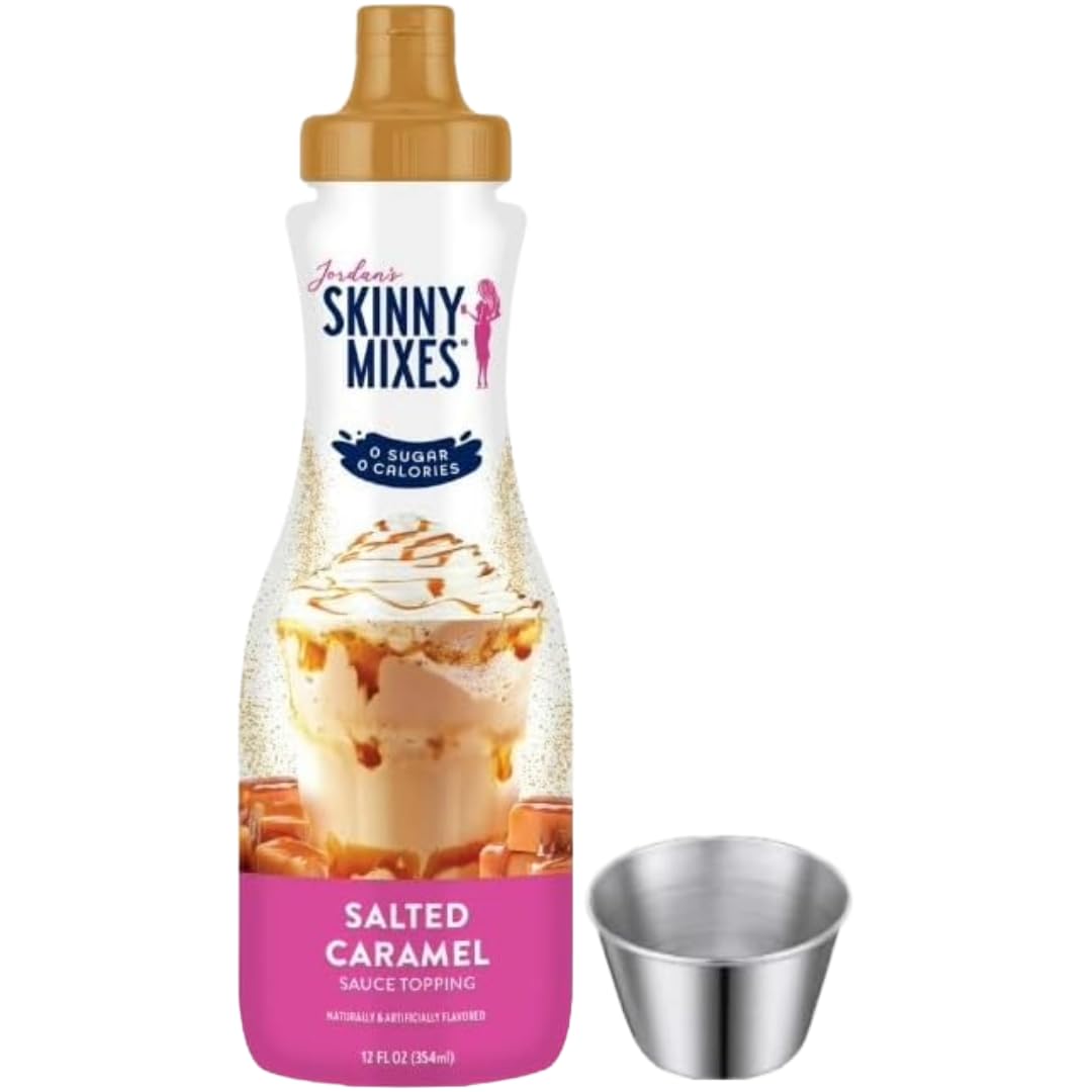 Salted Caramel Syrup Sauce For Coffee - Sugar Free Zero Calories and MT&L Mini Sauce Cup - Gluten-Free, Keto Friendly Syrup (Salted Caramel)