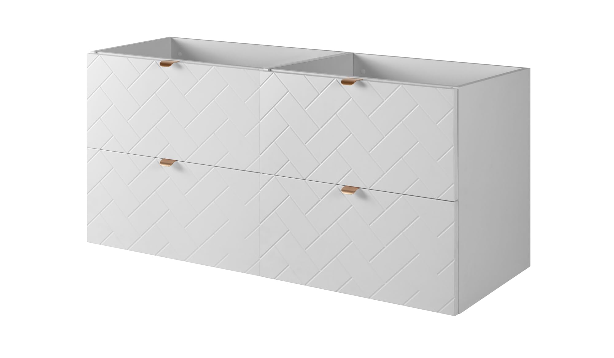 3xE living Mobile Bagno Sottolavabo Sospeso 120 cm, Bianco con Maniglia Oro, 120 x 46 x 57 cm