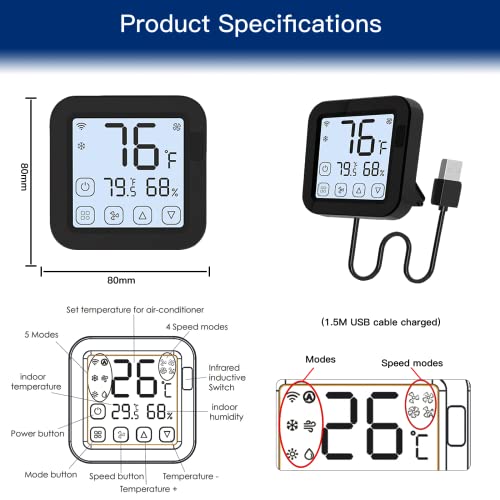 Moesgo Wifi Smart Air Conditioner Controller, Lcd Screen Touch, Smart Thermostat For Mini Split, Window & Portable Ac, Built-In Temperature And Humidity Sensor, Voice Control Alexa And Google Home #TOP6