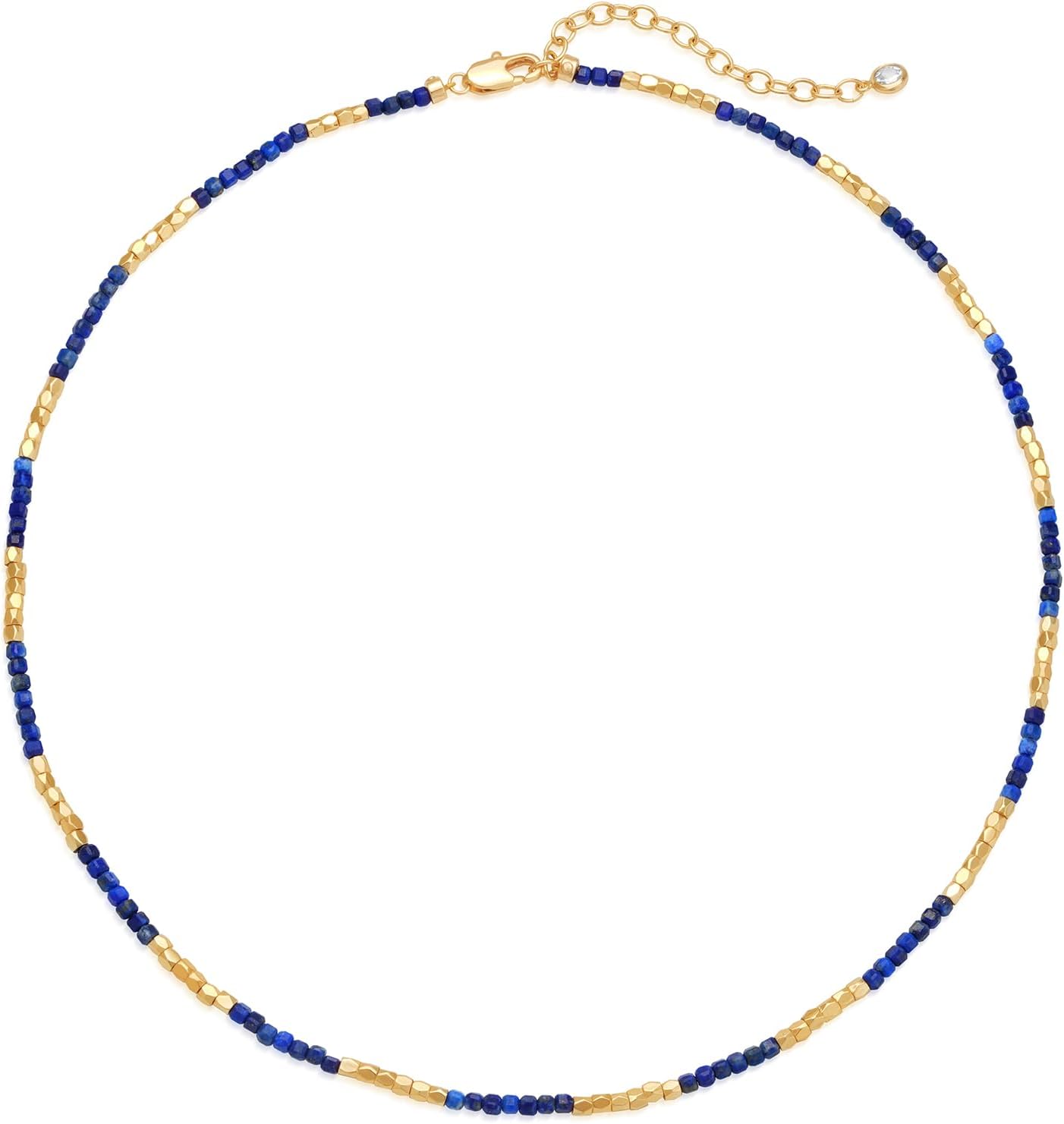 MEVECCO Dainty Gold Choker Necklace for Women 18K Gold Plated Irregular Mixed Beaded Choker Necklace for Her Jewelry Gift