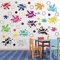 Supzone Colorful Paint Wall Decal Inspirational Quotes Wall Stickers Ink Splatter Splotches Wall Decal Watercolor Paint Splash Wall Art Sticker for Kids Classroom Nursery Playroom Bedroom School