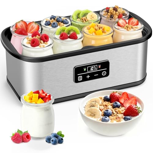 Yogurt Maker with Adjustable 48 Hour Time & 68-127℉ Temp Control, Yogurt Maker Machine with 8 BPA-Free Jars, Easy to Use