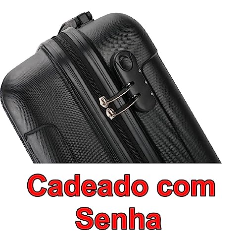 Mala de Bordo Viagem em ABS Com 4 Rodas 360 Graus Padrão Anac Preta