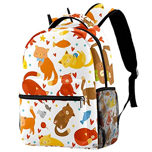 Sac à dos d'école pour homme et femme multicolore avec motif animaux mignons