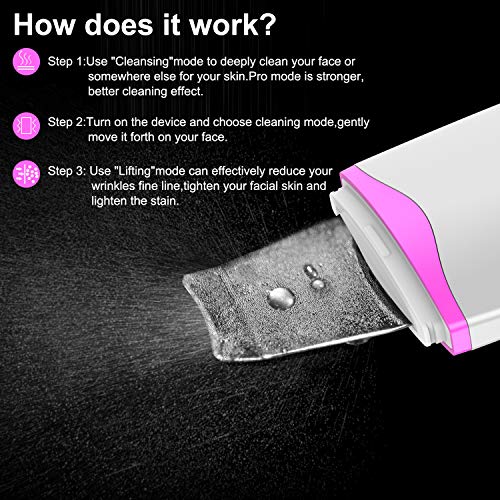 Hibeauty Skin Scrubber Face Spatula, Blackhead Remover Pore Cleansing, Comedones Extractor Exfoliator Facial Lifting Tool with 4 Modes for Facial Deep Cleansing - Thumbnail 5