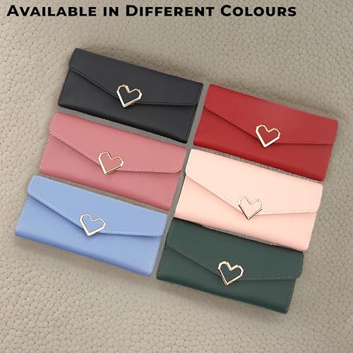 Image of Kraptick Women's Wallet - Stylish & Compact Clutch Purse, Card & Coin Holder with 13 Slots, Money Organizer & Travel Wallet for Women (Light Pink)