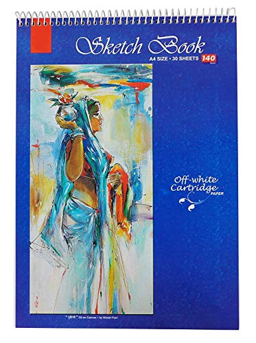 Image of LRS A4 Sketch Pad for Artist - 140 GSM - Artist Drawing Book - (29.7 cm x 21cm) - Spiral Bound - Completely Handmade - (A4-30 Sheets, Pack of 1)