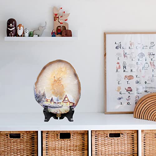 Geoda de ágata irregular Nupuyai decorativa tallada a mano con base elegante 5