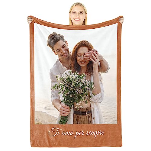 Giftove Idee Regalo Personalizzato per Compleanno e Anniversario, Coperta Personalizzata con Foto, Regali Personalizzati per Lui e Lei, Regalo Fidanzato Fidanzata Originale, Regalo Donna Amica Natale