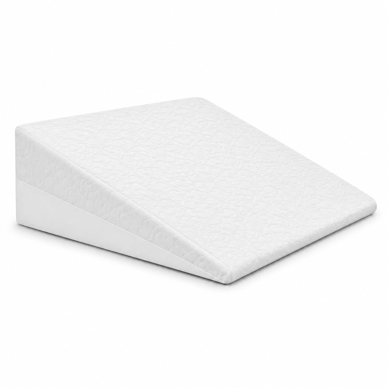 Large Orthopaedic Wedge Pillow for Sleeping – Memory Foam Bed Wedge Cushion for Acid Reflux, Snoring, Back Support, Leg Elevation & Reading – Removable Washable Cover, White, 60 x 60 x 20 cm