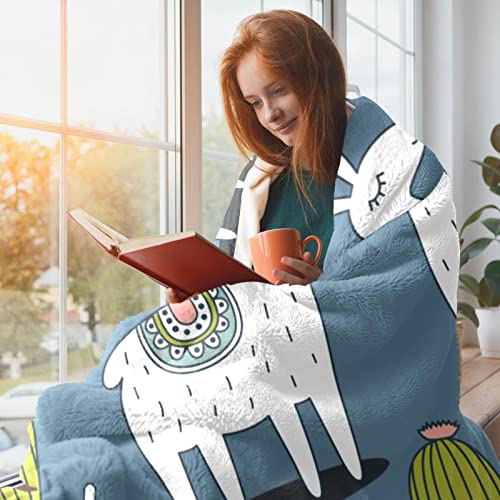 Couverture de lit moelleuse et douce au motif lama - 7