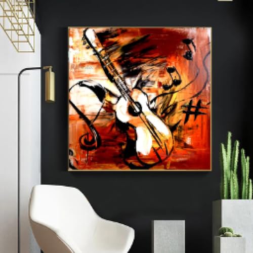 Peinture acrylique violon sur toile décoration murale hôtel