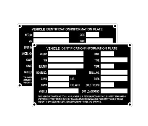 Customized Plates for Trailers Replacement Plate Number Plate for Trailer Trailer Plate Tags Serial Number Plate Vehicle Identification/Information Plate Data TAG Blank Model (2PCS)