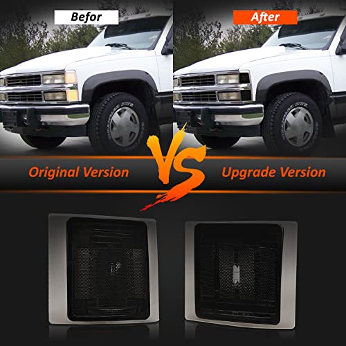 Bestview Front Turn Signal Corner Light Assembly, Upper Lower Side Marker Reflector Lamp, Chrome Housing Smoked Lens Compatible With Chevy C/K 10 Pickup Truck 1500 2500 3500 1994-1998 Tahoe 1995-1999 #TOP3