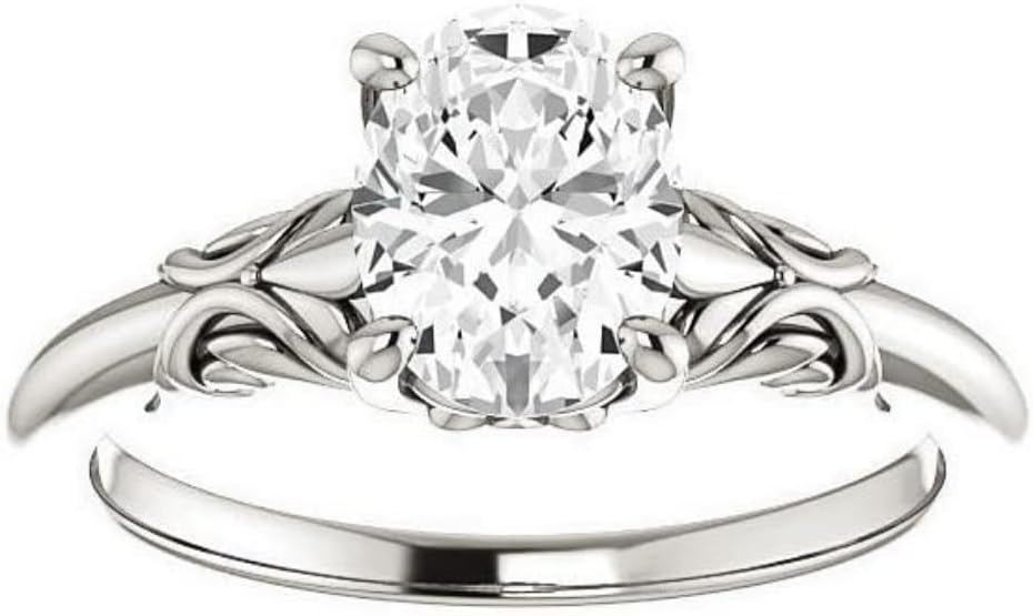 GOLDEN JEWEL Oval Cut Moissanite Engagement Rings Set Colorless Solitaire Vintage Promise Wedding Rings Handmade Propose Gift for Her, 925 Silver/10K/14K/18K Gold