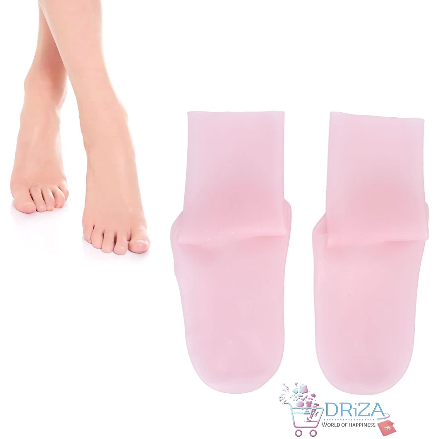1 Pair Silicone Gel Sock By DRIZA | Silicone Heel Sock Moisturising and Anti Slip Soft Spa, Softening Feet Dry Cracked Skin, Women Spa Pedicure Socks For Foot Hand Softening, Toe Sock for Repairing and Softening Rough Skin(1 Pair) 3