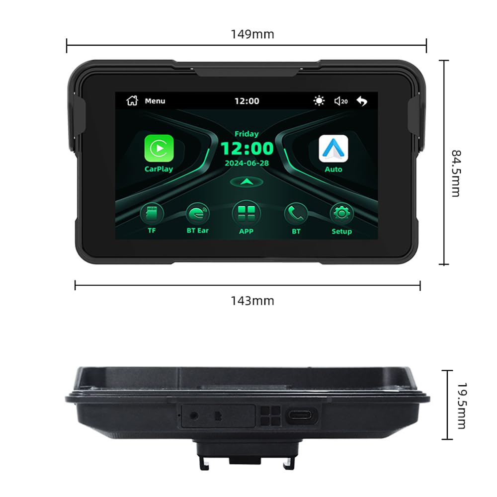 MYJDML Carplay Moto para Kawasaki ZZR 1400 2006-2020, Pantalla Táctil 5" Impermeable IP67, Pantalla Carplay Inalámbrica para Motocicleta,A-No Tire Pressure — view 9