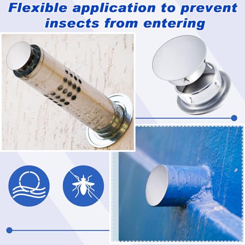 Image of VIHOSE 2 Pcs 4 Inch Od Dryer Vent Cap Galvanized Round Dryer Vent Cover Inside Galvanized Steel Tee Duct End Cap Pipe Cover Metal Plug for Outdoor and Indoor HVAC Systems