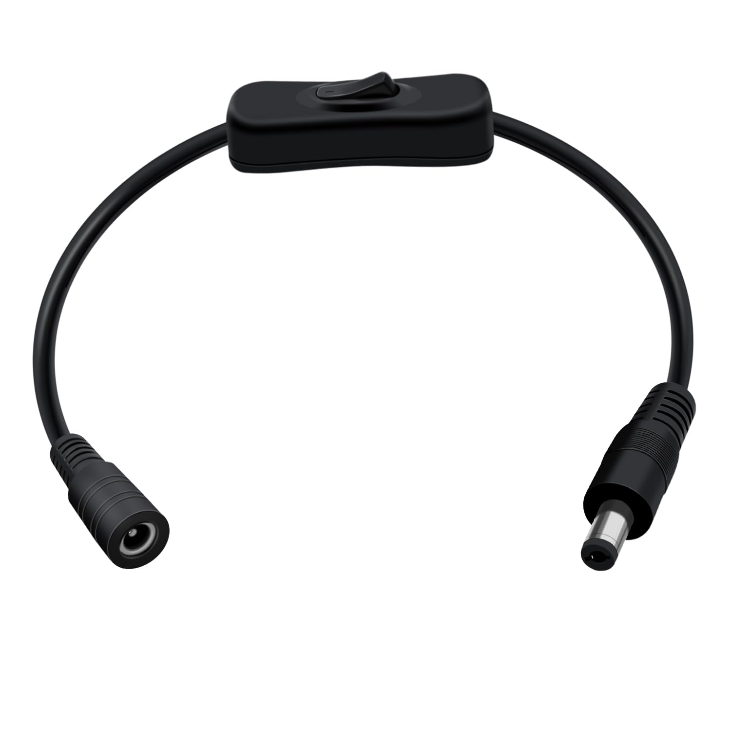 Cavo jack interruttore DC 22AWG 12V 24V cavo di prolunga DC 5,5 mm x 2,1 mm maschio femmina, DC5521 cavo per telecamere di sicurezza, router, DVR, strisce LED (nero, 0,3 m)