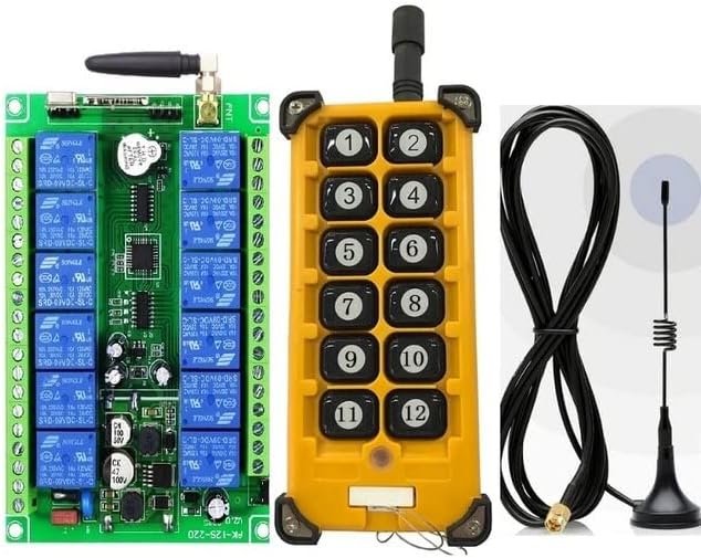 3000m Industrial DC 12V 24V 36V 48V 12CH RF Wireless Remote Control Overhead travelling crane System Receiver Digital key RE - (Color: C)