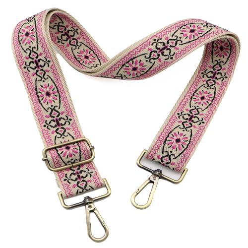 Image of LEMEDE Purse Strap Adjustable Replacement Crossbody Bag Strap Retro Jacquard Embroidery Shoulder Straps for Canvas Bag