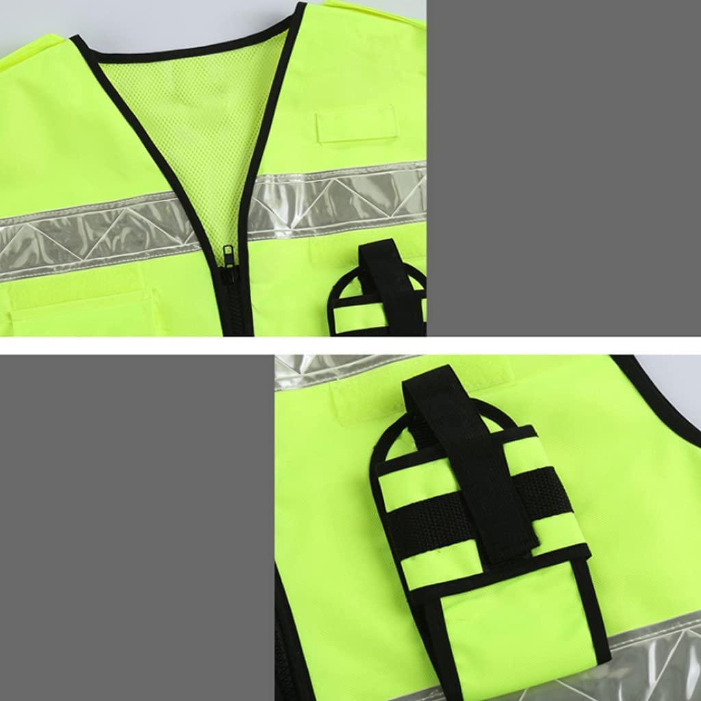 Chaleco de alta visibilidad， Chaleco de seguridad reflectante de alta visibilidad, chaleco de seguridad reflectante con múltiples bolsillos con cremallera, chaleco de trabajo de construcción de ciclis