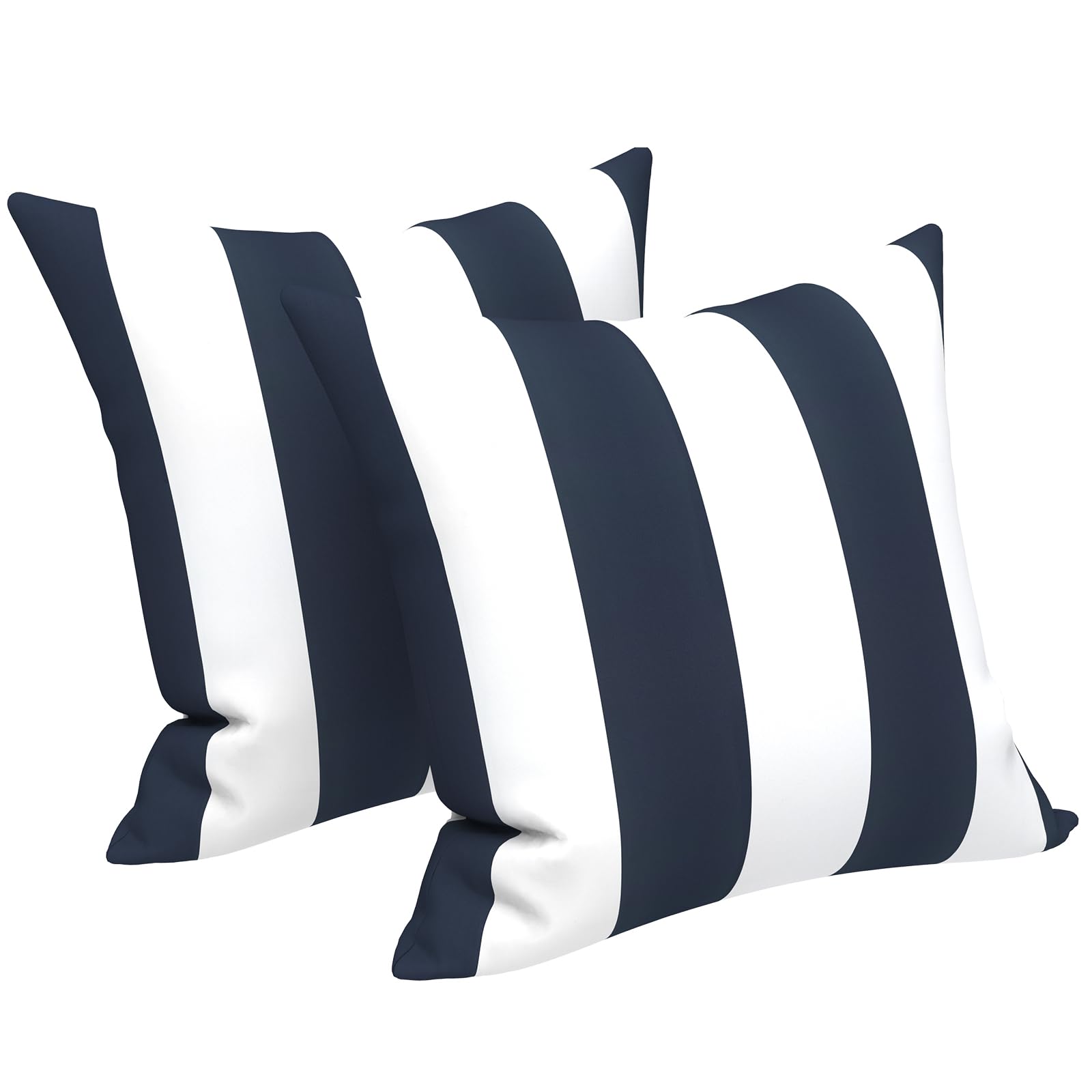 LVTXIII Outdoor Throw Pillows, Decorative Throw Pillows with Inserts, 16”x16” Square Pillows for Bed, Couch, Sofa and Patio Furniture, Set of 2, Cabana Navy