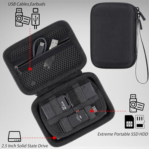 co2CREA EVA Hard Travel Portable SSD Universal Case for WD Black C50/ Seagate Storage Expansion Card/Crucial X9 X10 Pro Solid State Drive,2.5 Inch Storage Case Compatible with Solid State Drive HDD - Image 3