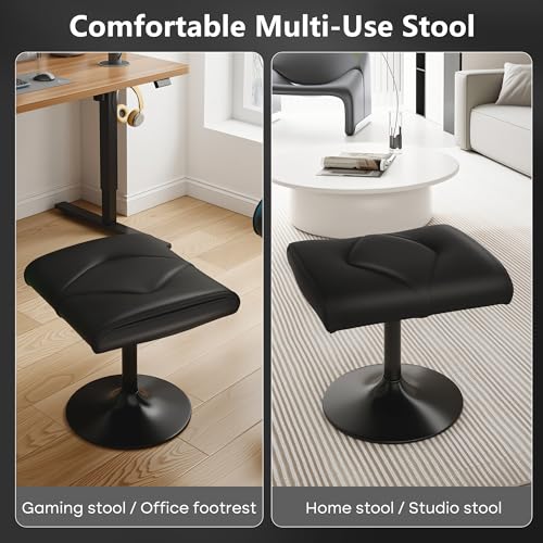 Image of VECELO Foot Rest Under Desk Ottoman, PU Height Adjustable Footrest with Comfort Padding, Leg Rest for Desk for Relieving Leg Pain, Stiffness, and etc, Black