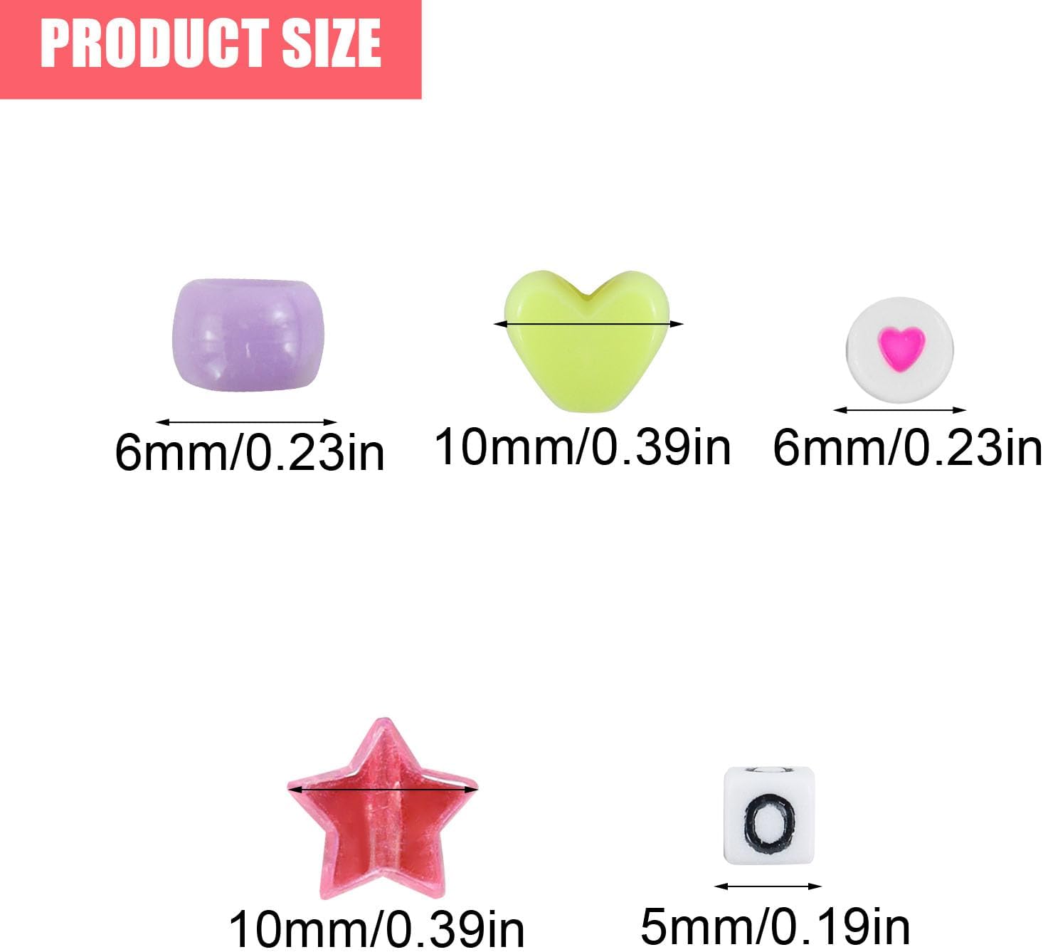 DIY Keychain Making Kit, Colorful Craft Bead Kit, Simple Style Heart and Star Beads for Bag Charms and Phone Chain Making (Style 2) image 3