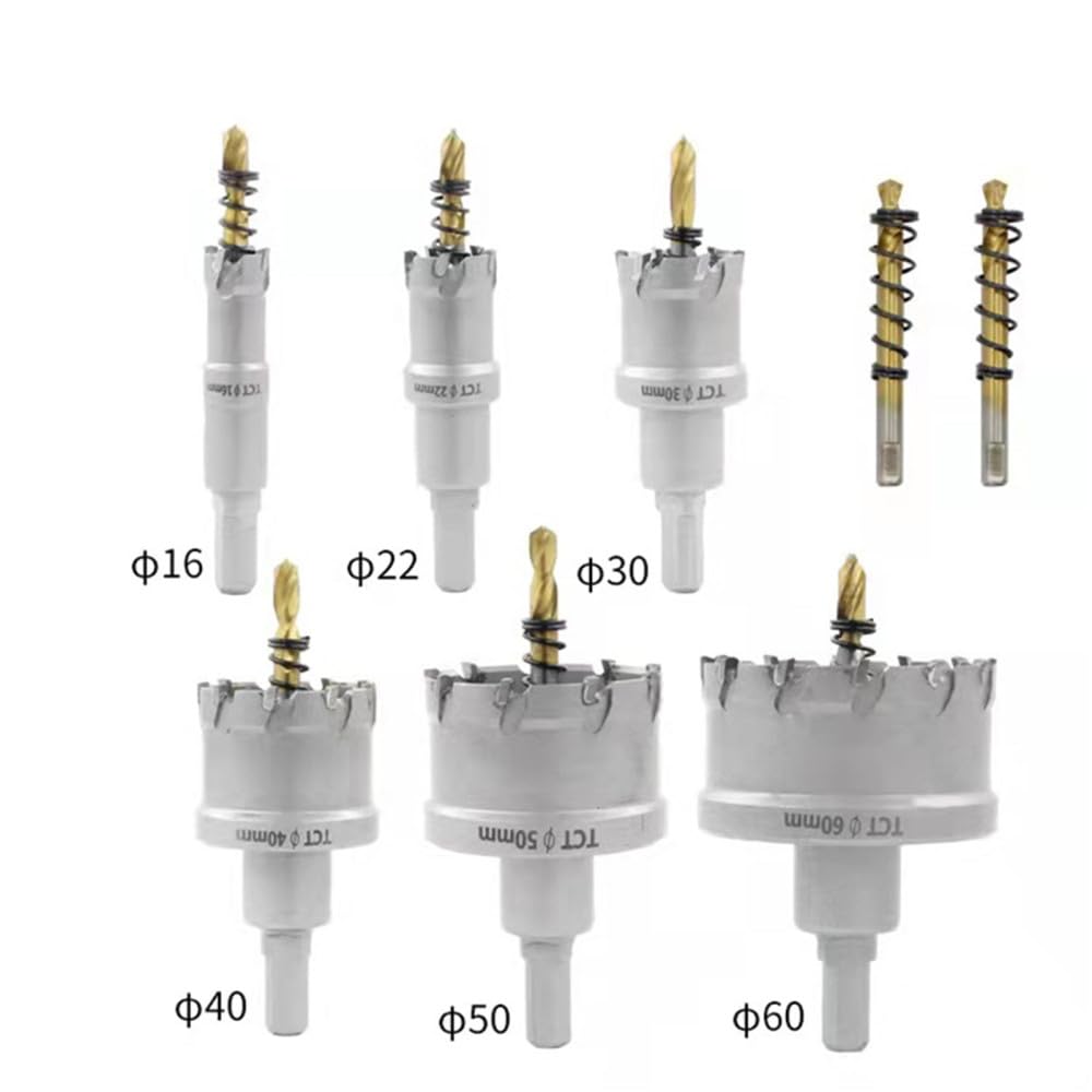 Brocas TCT de 12-200 mm para herramienta de corte de metal de carburo de acero Sierra de orificio central Punta de carburo Perforación de placas de acero gruesas, 92 mm