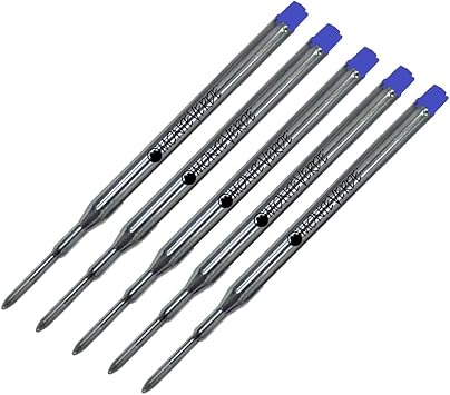 5 Pack - Monteverde K Style Ballpoint Refill to Fit Sheaffer Ballpoint Pens, Medium Point, Soft Roll Bulk Packed Blue