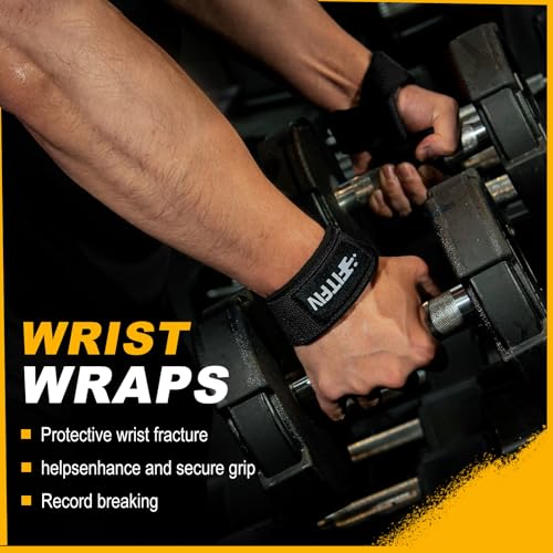 FITFIV Lifting Straps for Weightlifting, Lifting Wrist Straps for Gym Strength Training, Neoprene-padded Wrist Cushion - Men & Women