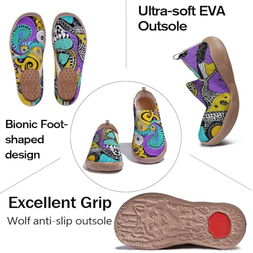 Women's Walking Shoes Art Painted Slip On Loafers Lightweight Breathable Knitted Travel Sneakers3