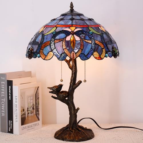 Image of 16Inch Tiffany Stained Glass Lamp Shade Replacement Only(Blue purple) | Fit For Table Lamps FLoor Lamp Ceiling Fixture Pendant Hanging Light Home Office Decoration