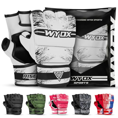 Image of WYOX MMA Gloves for Men & Women - Open Palm MMA Sparring Gloves with Multi-Layer Knuckle & Thumb Padding, Wrist Support, Fingerless Punching Bag Gloves for Grappling, Kickboxing, Muay Thai & Training