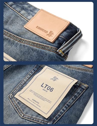 Men High Standard Loose Tapered Selvedge Denim Jeans Durable Vintage Trousers Vintage Blue 342