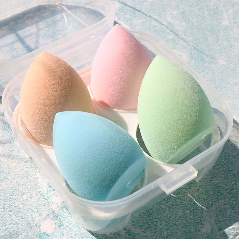 Starvis 4 Pcs sponge in 1 Storage Box ,Makeup Cosmetic Puff Blender Blending Sponge, Professional Beauty Makeup Set Women Makeup Accessories (Multicolour)