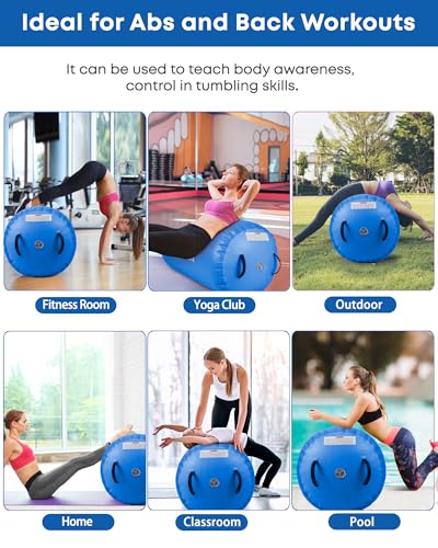 Image of Air Barrel - Air Roller Gymnastics Barrel for Back Handspring Trainer, Air Tumble Mat with Pump for Gym Training /Yoga Balance Exercise /Cheerleading /Home and Outdoor Use