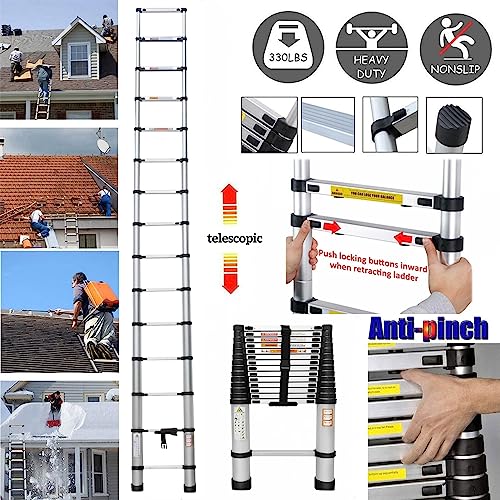 Qimu Telescoping Ladder,Aluminum Lightweight Sturdy Extension Ladder,330lbs Max Capacity,Non-Slip Multi-Purpose Telescope Portable Ladder Outdoor Indoor Use 16.4FT 5M, Black 4 Qimu Telescoping Ladder,Aluminum Lightweight Sturdy Extension Ladder,330lbs Max Capacity,Non-Slip Multi-Purpose Telescope Portable Ladder Outdoor Indoor Use 16.4FT 5M, Black - Image 4
