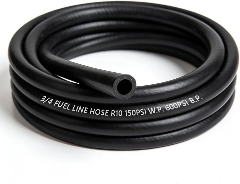 3/4 Inch Fuel Line Hose 150 PSI R10 Push Lock Hose - for Gas, Diesel, E85, Oil & Hydraulic Fluid - Flexible Replacement for Fuel Pump, Supply & Return Lines