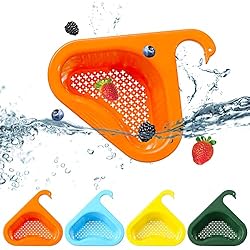 Fregadero Triangular DUGEHO Cesta de filtro triangular, cesta de colador de fregadero triangular, colador de fregadero, organizador de fregadero de fregadero para colador de cocina de verduras/frutas (4 colores)