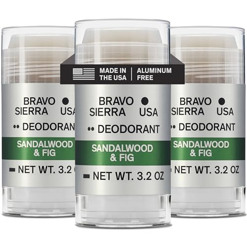 Image of Bravo Sierra Aluminum-Free Mens Deodorant - Antiperspirant for Men, 3-Pack | Natural Ingredients for Long Lasting All-Day Odor & Sweat Protection - Sandalwood & Fig - Vegan, Paraben & Cruelty-Free