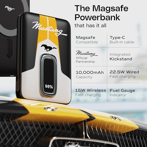 Image of GOBOULT Mustang Ampvault V10 10000 mAh Wired & Wireless Power Bank (Phantom Black, Lithium Polymer, Fast Charging for Earbuds, Mobile, Smartwatch, Speaker, Tablet, USB Type-C, Digital Display)